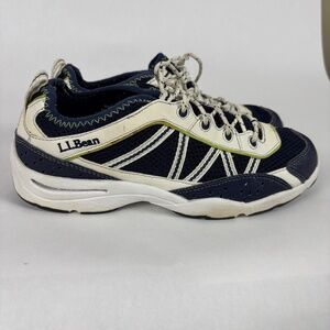 L.L.Bean shoes, Navy blue and white, Walk/Run/Gym, Leather, Athletic, Size 6.5 W
